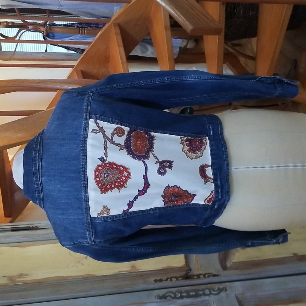 ALTERED Jean Jacket repurposed with vintage materials
